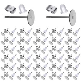 TOAOB 300 Pairs Flat Stainless Steel Earrings and 6 mm Back Support Butterfly Clasps for DIY Jewellery Kit