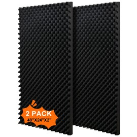 2 pack, 48x24x2 inches acoustic foam panels Egg Crate Foam Padding sound proof panels for walls Soundproof Foam Studio Acoustic Treatment Studio Foam panels Soundproofing Used to Absorb Echoes