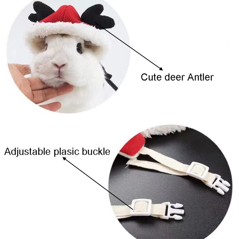 Anelekor Small Animals Christmas Costume for Rabbit Kitten Elk Cape
