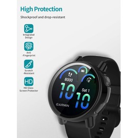 NOUKAJU 2pack Case for Garmin vívoactive 6, Protective Cover Smart Watch,Built-in 9H Tempered Glass Film, Hard PC,Easy to Install,Screen Protector for Garmin vivoactive 6(Black+Black)