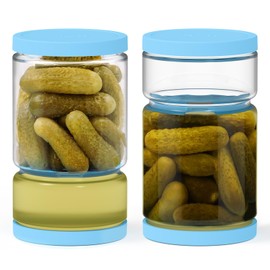 ForTidy Glass Pickle Container with Strainer for Pickle Lover - Leakproof Juice Separator Jar for Gherkin, Olive or Chilli, Dishwasher and Refrigerator Safe, BPA Free (Blue, 45 oz*2 pcs)