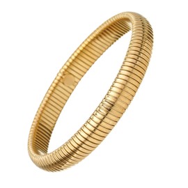 kelistom 14K Gold/Silver Tone Stainless Steel Stretch Bracelets Bangles for Women Men Beaded Bracelets Gold Stretch Bead Ball Bracelet Gifts, One Size, Stainless Steel, no gemstone