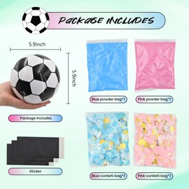 Gender Reveal Soccer Ball with Powder and Confetti Exploding Soccer Balls Kit Gender Reveal with Pink &Blue Powder and Confetti Girl or Boy Baby Reveal Party Supplies（6 inch）