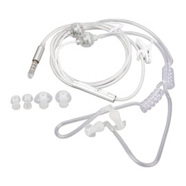 Zunate LC049 Binaural In-Ear Air Channel Headphones 3.5 mm Audio Anti-Radiation Headset Air Tube Earphones Radiation-Free Noise Reduction Headphones for Laptop Tablet (White)