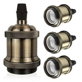 DiCUNO Vintage E26 Lamp Socket, Edison Retro Pendant Lamp Holder, Industrial and Decorative for DIY Lighting, 600â Heat Resistant Champagne Gold Color 4 Packages