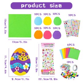 Easter Eggs Craft Set for Children, Easter Pendant Crafts, Easter Eggs Craft Set for Children, Creative Art and Craft Accessories for DIY Art Project, EVA Sticker, Pompom Decoration, Easter Party