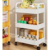 3-Tier Plastic Rolling Utility Cart Storage Cart Organizer with Wheels
