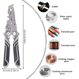 Gosknor 18 in 1 Foldable Wire Strippers, Stainless Steel Electrical Wire Stripper Crimper Multifunctional Folding Stripping Pliers for Electricians Home Construction Supplies