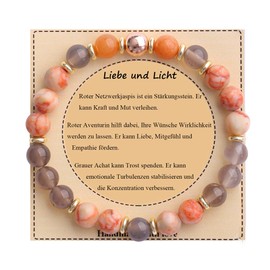 UEUC Healing Stone Bead Bracelet for Women, Natural Gemstones, Balance Protection, Spiritual Crystal Bead Bracelet for Anxiety Relief with Meaning Card, Stone