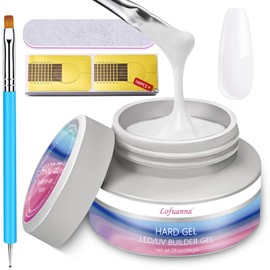 Nail Builder Gel Lofuanna 56g Led/uv White Hard/Builder Gel for Nails Self-leveling Formula Nail Gel Builder with Nail Art Brush Nail File Nail Forms Nail Strengthen Gel Nail Art Manicure Set for Strengthening Natural Nails and Sculpting Nail Extension at Home Professional Salon（thick)
