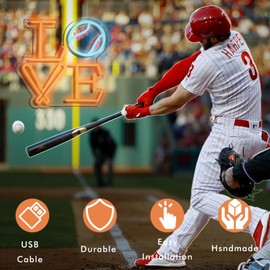 QIXCOZTI Baseball Neon Sign for Baseball Lovers Birthday and Christmas Gifts,Dimmable Neon Light USB for Baseball Enthusiast Bedroom Man Cave Beer Bar Wall Dormitory Decor (Baseball)