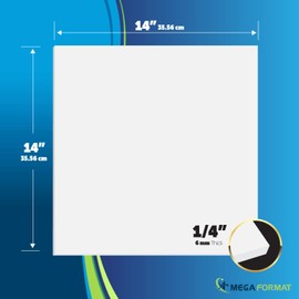 Mega Format Expanded PVC Plastic Sheets - 14" X 14" Rigid White Sheet for Crafts, Signage, & Displays - Sintra, Celtec PVC Board - Waterproof for Outdoors Use - 1/4" 6mm Thick - 3-Pk-White