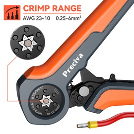 Ferrule Crimping Tool, Preciva 0.25-6mm²/AWG23-10 Crimper with 1200pcs ferrules, ABS Wrapped Shell, Hexagonal Crimping Tool with Ratchet Mechanism, Premium HSC8 Steel