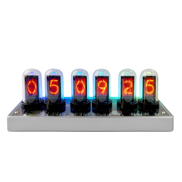 Lonyiabbi Nixie Tube Clock Electronic LED Glow Tube Clock Simulation 5V Alarm Clock USB Powered Home Decoration Gift【Customizable Pictures IPS】