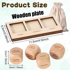 4pcs Date Dice with Tray, Date Night Dice Wooden Food Dice Decision Dice, Date Night After Dark Dice Game for Romantic Couple Date Night Ideas