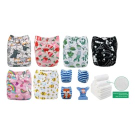 5 Pañales Ecológicos Alva Baby + 5 Absorbentes Microfibra