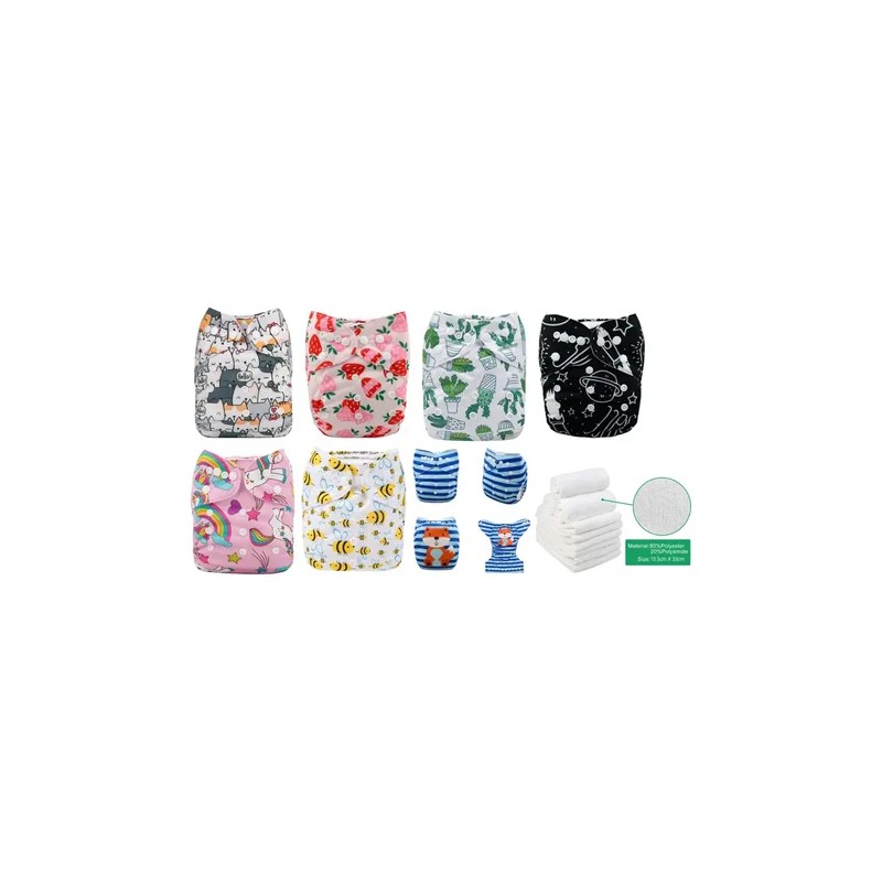 5 Pañales Ecológicos Alva Baby + 5 Absorbentes Microfibra