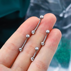 COCHARM G23 Solid Titanium 14G Belly Button Rings Cute Short Upper Internally Threaded Belly Navel Rings 8mm 14 Gauge Curved Belly Barbell