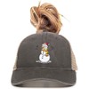 One Size Black/Tea Ponytail Cute Snowman Christmas Ponytail Mesh Back