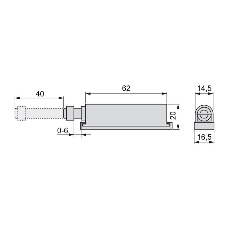 Emuca 1275221 Push-to-open system for hinged furniture door/drawer with damper,