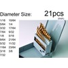 21 PCS, 1/16 "- 3/8", Titanium, High Speed Steel Drill