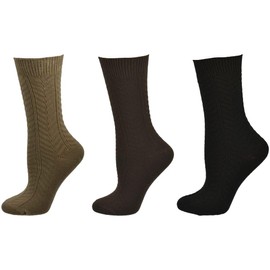 Women's Chevron Pattern Medium Thick Non Binding Cuff Rayon Derived from Bamboo Crew Casual Dress Socks 3 Pair Pack