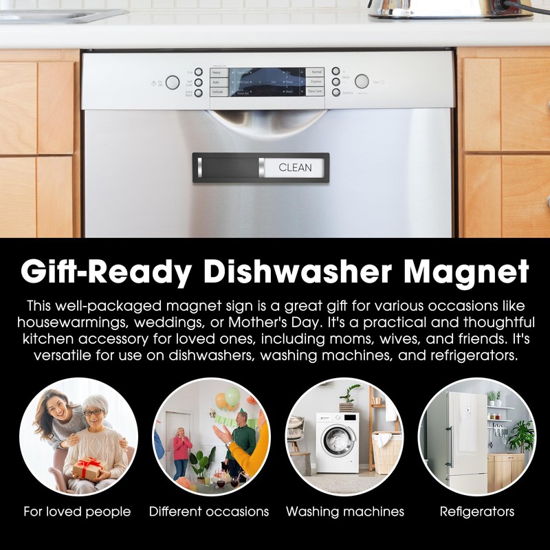 Dishwasher Magnet Clean Dirty Sign, HYF DESIGN Grade 304 Stainless