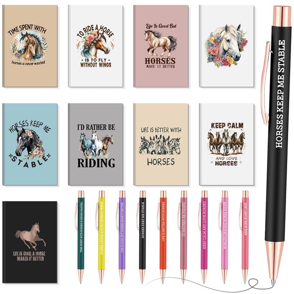 Resurhang 18 Pcs Horse Gifts Set Includes 9 Horse-Themed Notebook