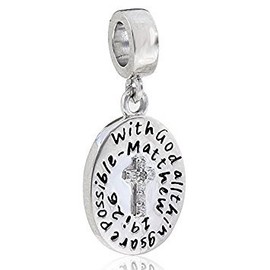 Bible Dangle Charms 925 Sterling Silver Christian Beads Keep Faith Charm for DIY Charm Bracelets