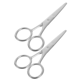 Beavorty 2pcs Rounded Tip Stainless Steel Scissors for Eyebrow Trimming and Nose Hair Grooming Compact Facial Hair Cutting Tool Safe Small Scissors for Men and Women
