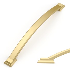 Amerdeco 10 Pack Brushed Gold Cabinet Pulls, 7.5 Inch Arch Handles for Kitchen Cabinets and Drawers, ZH0016