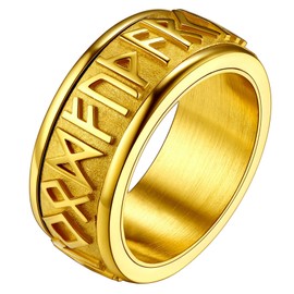 FaithHeart Customisable Unisex Finger Ring, Chain Spinner Ring, Viking, Rune Spinner Ring, Punk Viking Jewellery, Hip Pop Ring, with Gift Box, for Birthday / Valentine's Day