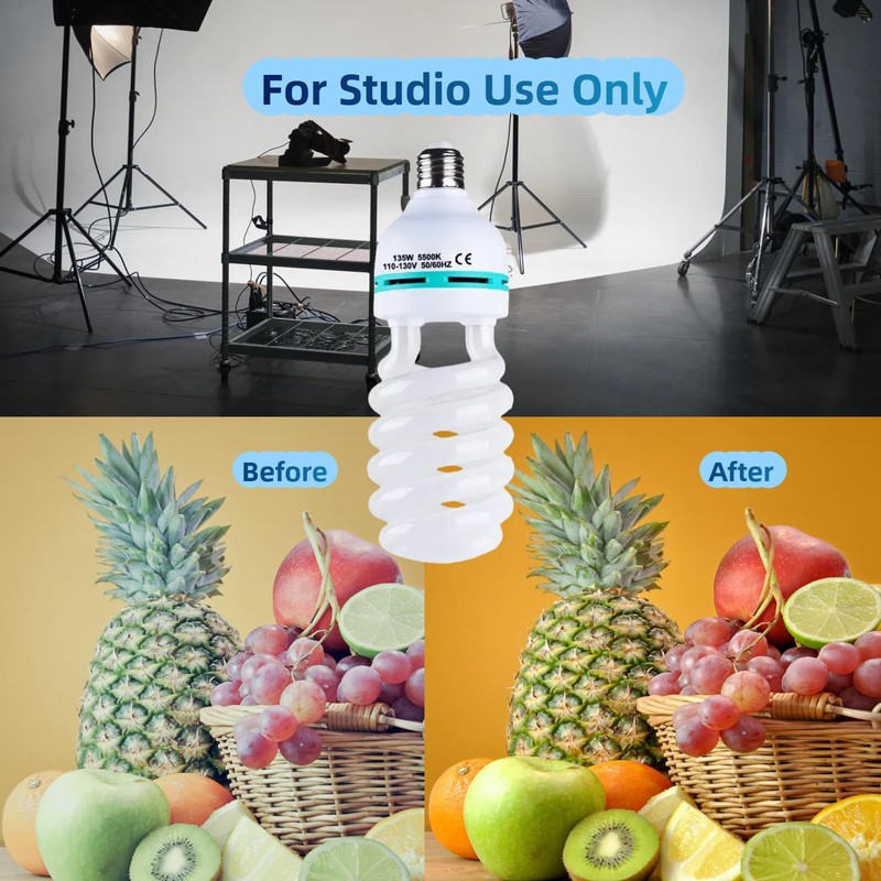 135W Light Bulb 5500K CFL Daylight Spiral Softbox Lighting Kit