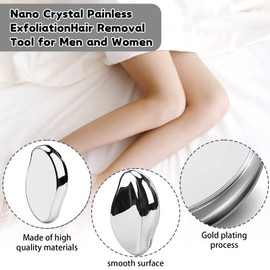 FOHYLOY Crystal Hair Eraser for Arms, Legs, Back - Magic Crystal Hair Remover, Painless Hair Removal Stone & Exfoliator Tool, Fast & Easy Hair Eraser Stone for Men & Women (Silver)