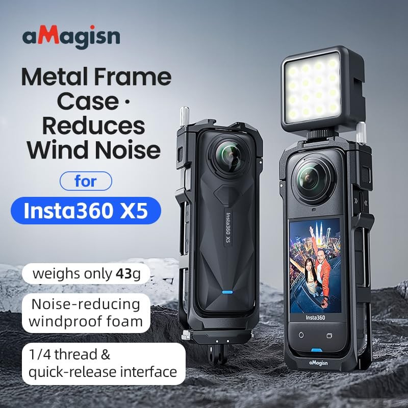 Insta 360 X5 Aluminium Aluminium Cage Case with Screen Protector