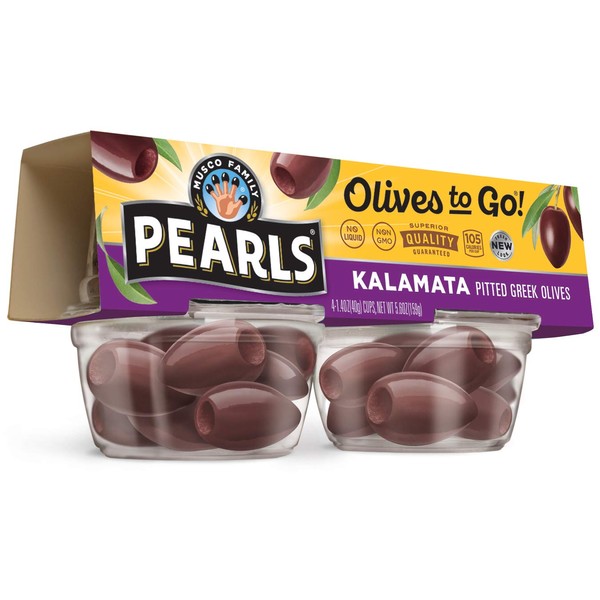 Pearls Olives To Go!, Pitted Kalamata Olives, 1.4 oz, 24-Cups