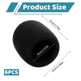 Microphone Cover, 6PCS Foam Mic Covers Black Microphone Windscreen Pop Filter Covers Microphones Accessories for Most Standard Handheld Microphones