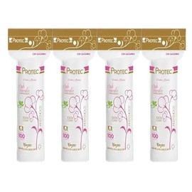 Protec Pads Faciales con Glicerina, 4 Pack de 100 Almohadillas c/u (400 Piezas) | Algodón Suave para Limpieza Facial y Desmaquillado | Ideal para Cuidado Diario de la Piel