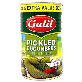 Galil Cucumber Pickles in Brine Large, 7-9 Count - 23 ounce Easy to Open Can Kosher Pickled Cucumbers
