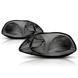 PM PERFORMOTOR Headlights Assembly Compatible with 1996 1997 1998 Honda Civic, Pair of Replacement Headlamps with Smoked Lens Clear Corner