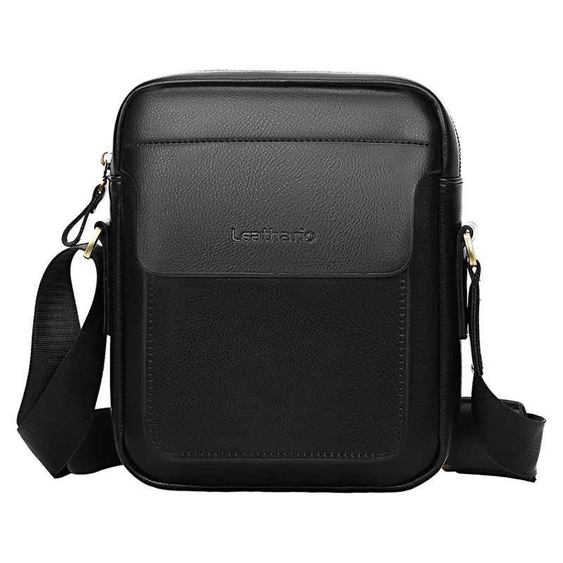 Leathario Crossbody Bag For Men Vegan Leather Shoulder Messenger Purse