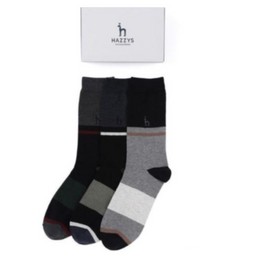 Hazzys (대구신세계)네이비 컬러배색 남성 장목 양말 3종 세트 HJSS5E005N2 (Namdaegu Shinsegae) Navy Color-Blocking Men's Crew Socks 3-Piece Set HJSS5E005N2