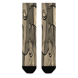 Xmkltbz 1 Pair Unisex Compression Crew Medium Sock Athletic Soft Circulation Socks for Running Sports 16.5 in Length Print Vintage Swirls in Shades Abstract Painting Texture Print