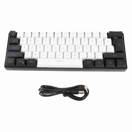 Gaming Keyboard USB 61 Keys RGB Backlit Ergonomic Contrast Color ABS Keycaps Wired Keyboard for Desktop Laptop Travel White Black