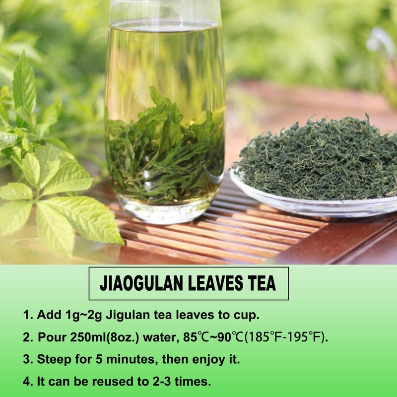 Wild Jiaogulan Tea Leaves, Gynostemma Tea,3.5oz(100g), 100% Natural, Sugar Free,