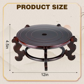 Yoiemivy 12 Inch Wooden Plant Stand Vase Stand Indoor Chinese Fishbowl Planter Stands for Display Oriental Style Indoor Plant Pot Pedestal Stand (12 Inch)