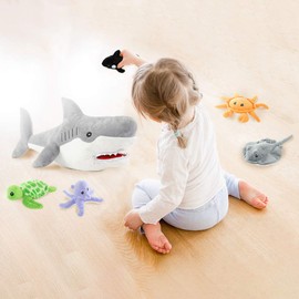 Muiteiur 23" Shark Stuffed Animal Set, Soft 5-in-1 Ocean Creature Plush, Large Whale Shark Plush Toy Gift for Kids, Girls, Boys, Birthday