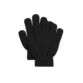 Kids Black Gloves Winter Magic Warm Full Finger Gloves Soft Stretchy Knit Mittens for Toddler Boys Girls Black One Size