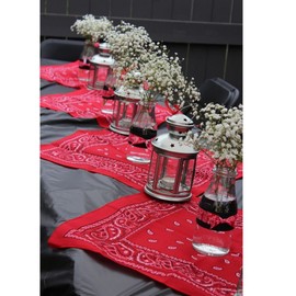 Mechaly Extra Large Quality Polyester Paisley Print Bandana 27 x 27 Inches (White)