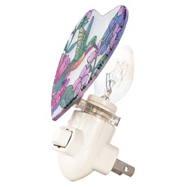 Hummingbird Stained Glass Night Light Made with Real Glass Floral Design Green Bird Bulb Included Decorative for Bedroom Bathroom Hallway NLA-P005